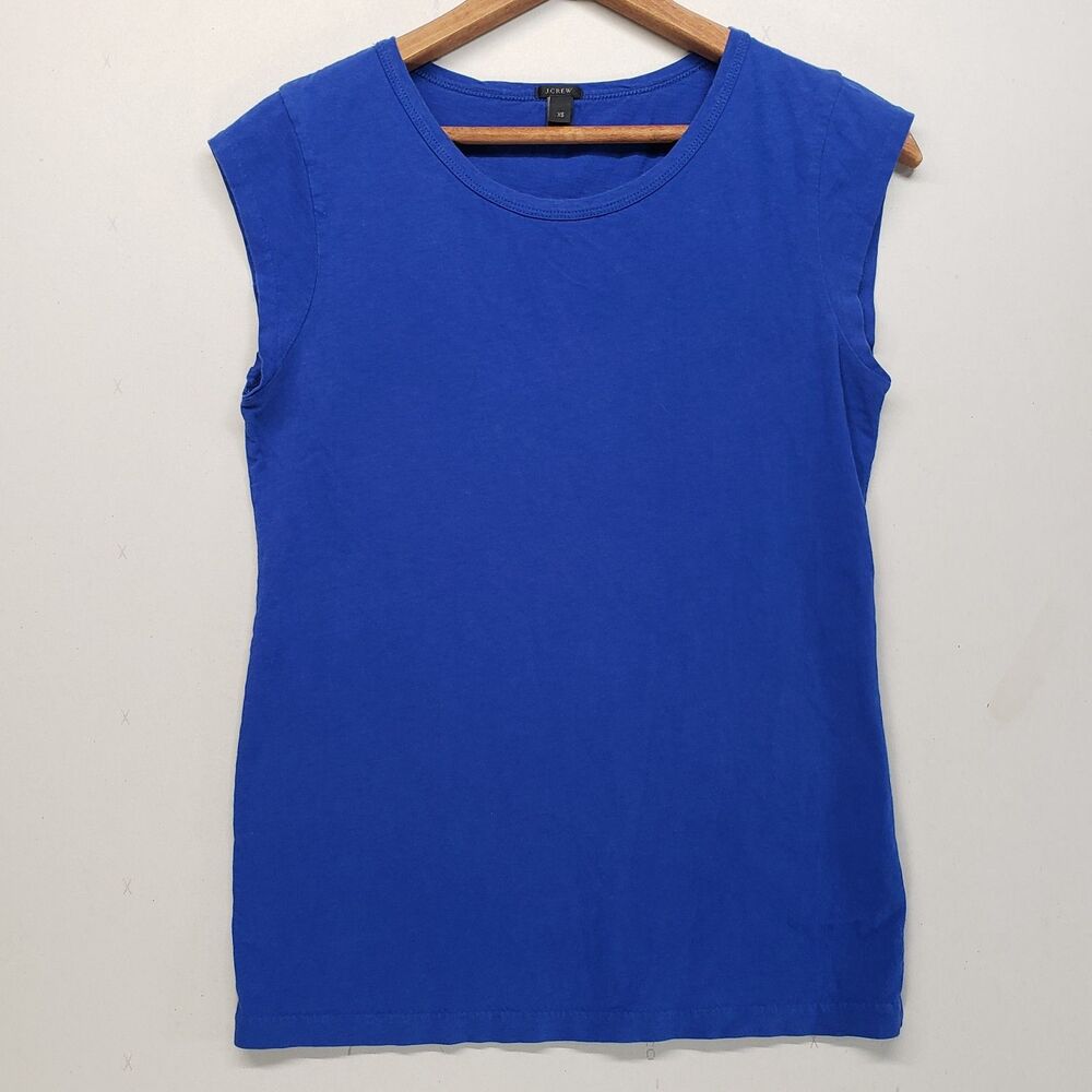 J Crew Womens XS Blue Top Tee Tank Cap Sleeve Stretch